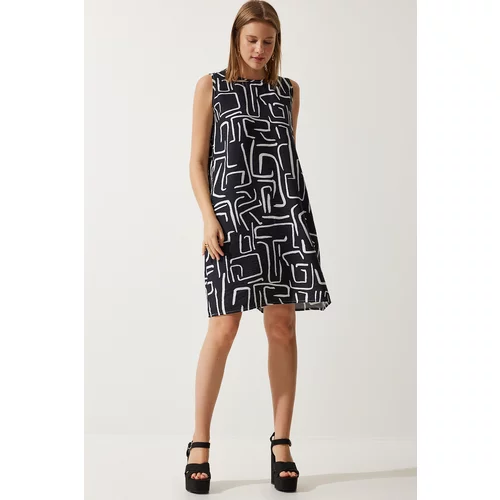 Happiness İstanbul Women's Vivid Black Patterned Summer Bell Dress