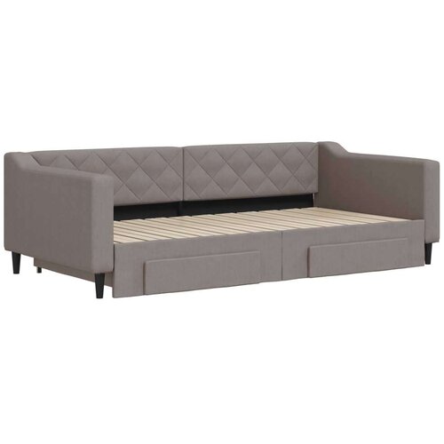VidaXL Dnevni krevet na razvlačenje smeđesivi 100 x 200 cm od tkanine Slike
