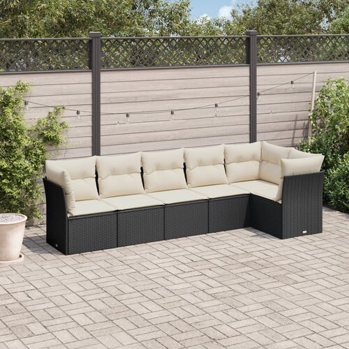 vidaXL 6-dijelni set vrtnih sofa s jastucima crni od poliratana Cijene