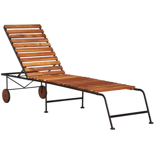  Ležaljka za sunčanje od bagremovog drva s čeličnim nogama