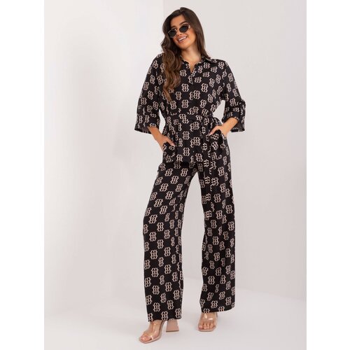 Fashion Hunters Black two-piece summer viscose set Cene