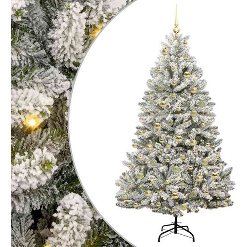 VidaXL Umjetno božićno drvce Zelena i bijela 180 cm PVC i metal Slike