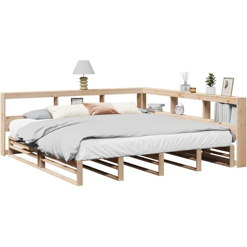 vidaXL Knjižna postelja brez vzmetnice 200x200 cm trdna borovina Cene