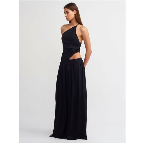Dilvin 90726 Window Detail Long Dress-Black Cene