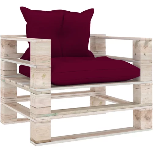 vidaXL Vrtna sofa od paleta od borovine s jastucima crvene boje vina