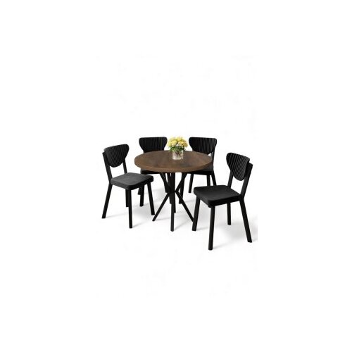 Hanah home Set trpezarijskog stola i stolica (5 delova) Agnes Baroque Black Cene