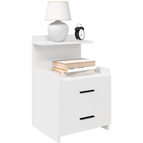 VidaXL Nočne omarice 2 kosa z 2 predaloma bele barve 40x36,5x62 cm Slike