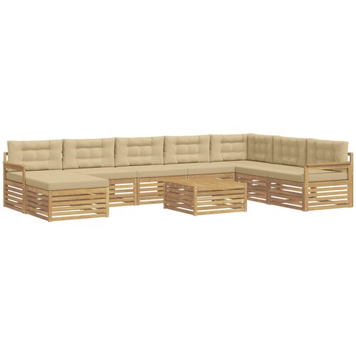 vidaXL Zunanja garnitura za sedenje z blazino 9 pcs Bela in bež, (5000282560) Cene