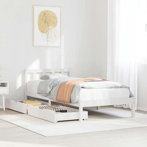 vidaXL Posteljni okvir brez vzmetnice bel 75x190 cm trdna borovina Cene