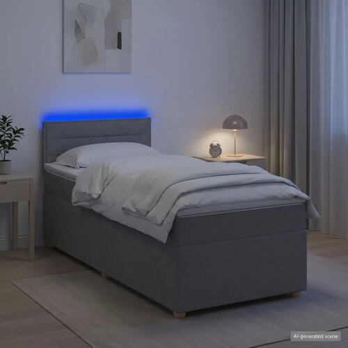  Boxspring krevet s madracem Svjetlosiva 100 x 200 cm Tkanina - Svjetlosiva 100 x 200 cm Dizajn linija Slike