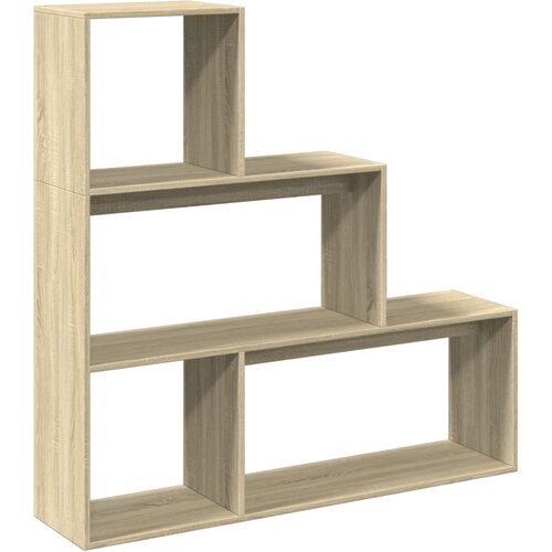 Pregrada regal za knjige 3 razina hrast 123x29x123 cm drveni Slike