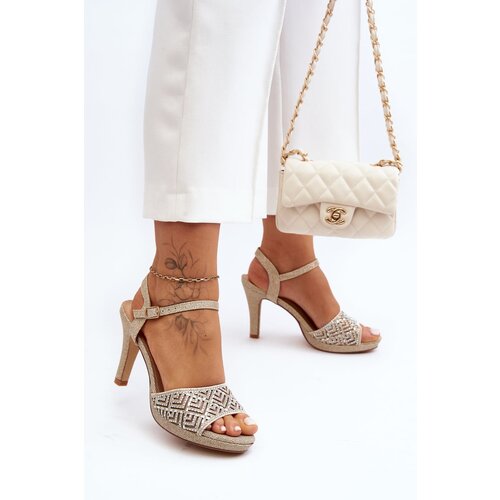 Kesi Embellished D&A Gold high-heeled sandals Cijene