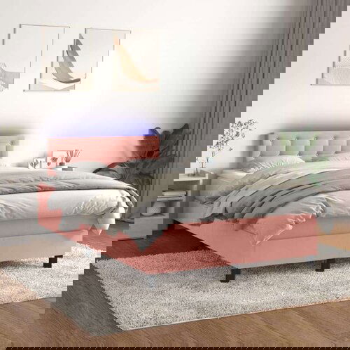  Box spring postelja z vzmetnico LED roza 120x200 cm žamet, (20900568) Cene