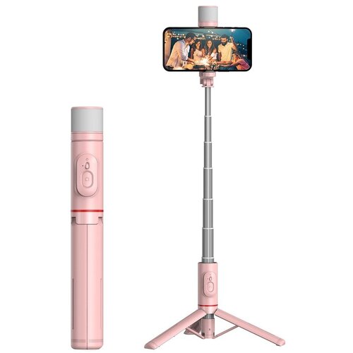 Selfie stick Q12S + tripod pink Cene