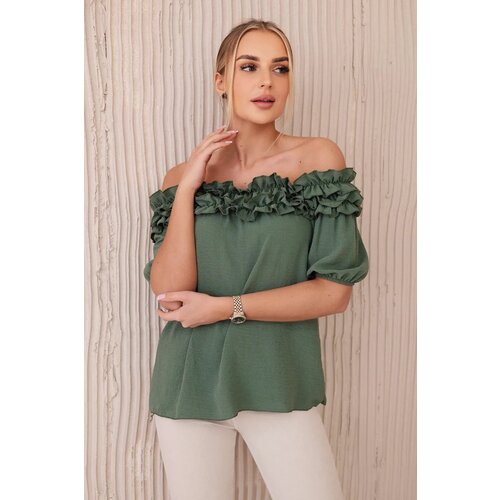 Kesi Spanish blouse with a small khaki ruffle Slike