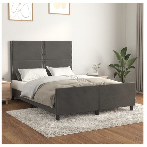  Posteljni okvir z vzglavjem temno siv 140x190 cm žamet Cene