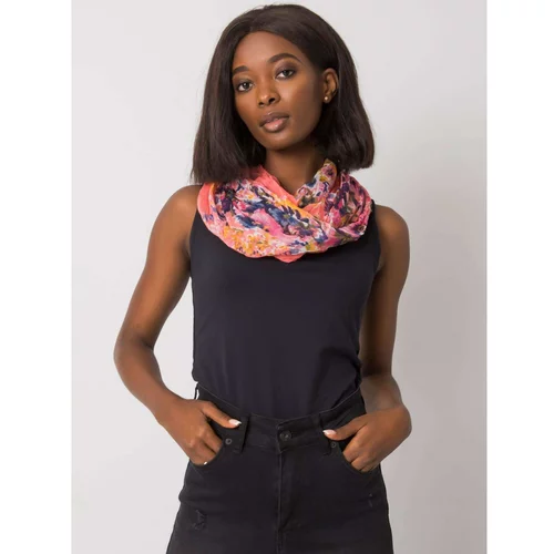 Fashion Hunters Coral and dark blue scarf with flowers