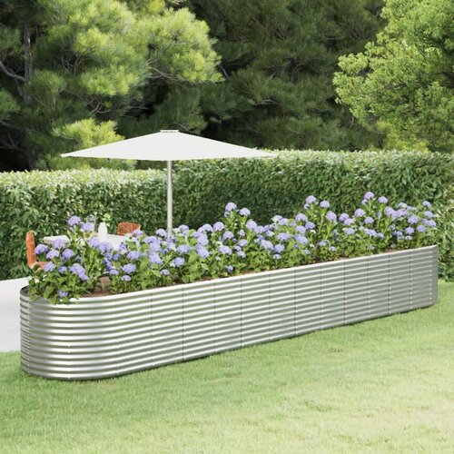 vidaXL visoka greda srebrna 554x100x68 cm prašno premazano jeklo Cene