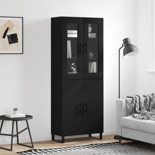 VidaXL Visoka komoda črna 69,5x34x180 cm inženirski les Slike