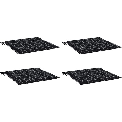  Jastuci za vrtne stolice 4 kom crni karirani 50x50x4 cm tkanina Slike