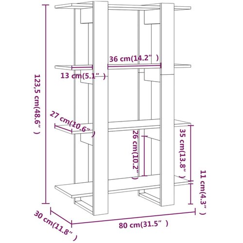  za knjige / sobna pregrada bijeli 80 x 30 x 123,5 cm Slike