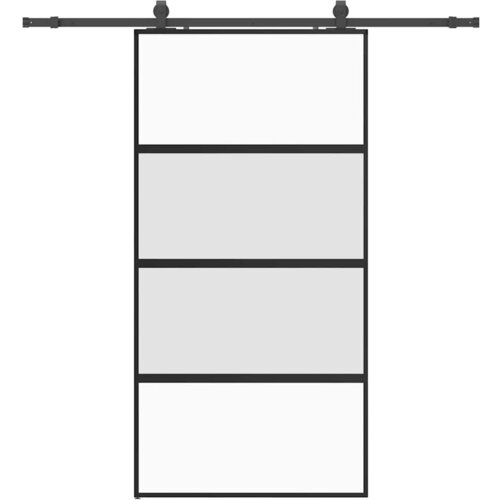 VidaXL Drsna vrata z opremo črna 102,5x205 cm kaljeno steklo, (5000113282) Slike