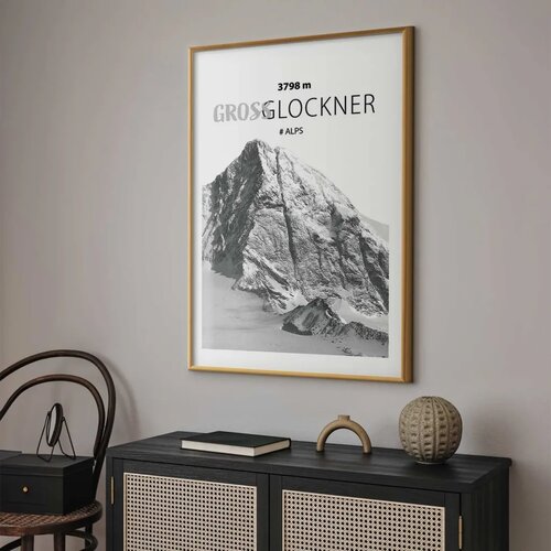  Plakat - Majestic mountain peak Glosslockner mountain crown mountain landscape 21x30 Zlatni okvir s margom Cene