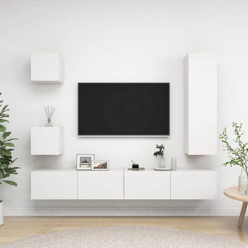  5-dijelni set TV ormarića bijeli od konstruiranog drva Slike