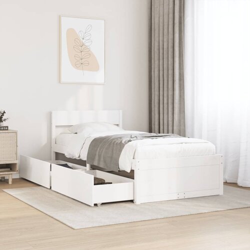 Furnova Posteljni okvir brez vzmetnice bel 90x190 cm trdna borovina, (21940320) Slike