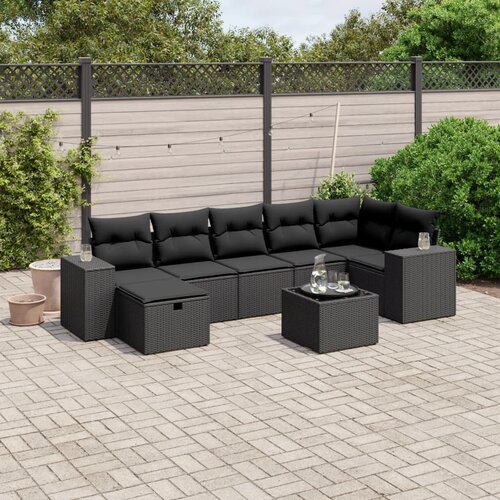 vidaXL 8-dijelni set vrtnih sofa od poliratana s jastucima crni Cijene