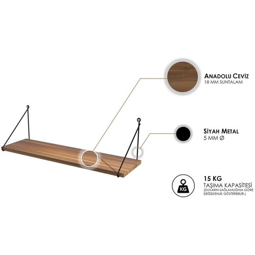 Kalune Design Polica v orehovem dekorju v naravni barvi 72 cm Armoni &amp;ndash; Slike