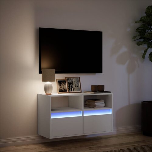  Zidni TV ormarić s LED svjetlima bijeli 80 x 31 x 45 cm Slike