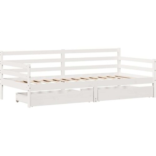 vidaXL dnevna postelja s predali bela 90x200 cm trdna borovina, (21303693) Cene
