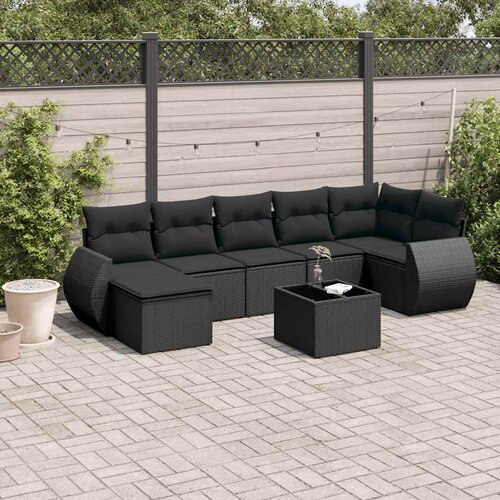  8-dijelni set vrtnih sofa od poliratana s jastucima crni Cijene