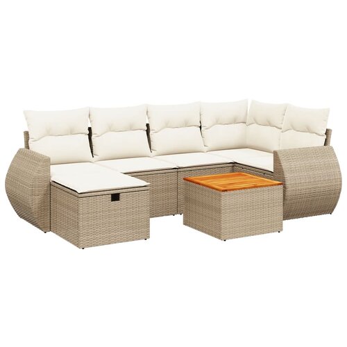  7-dijelni set vrtnih sofa od poliratana s jastucima bež 70 x 62.5 x 69 cm Slike