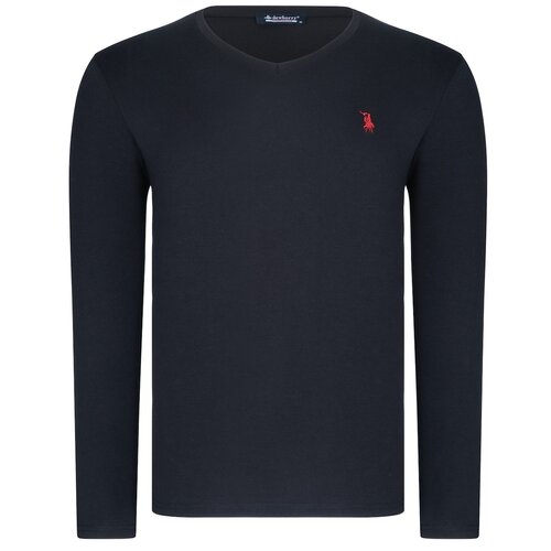 Dewberry T8587 V-NECK MEN&amp;#039;S LONG SLEEVE T-SHIRT-LIGHT BLACK Slike
