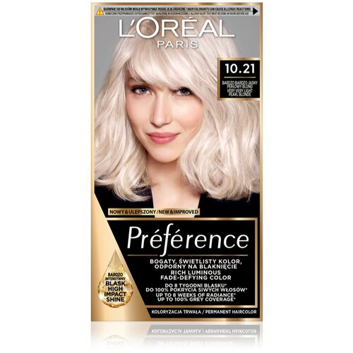 L&amp;acute;Or&amp;eacute;al Paris Pr&amp;eacute;f&amp;eacute;rence barva za lase odtenek 10.21 Super Light Pearl Blonde 1 kos Slike