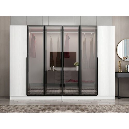 Hanah home ormar sa reflektujućim staklom Nisa 20605, 270 cm, beli Cene
