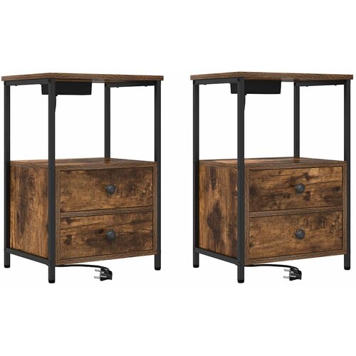  Noćni ormar s ladicama 2 pcs Dimljeni hrast 40 x 31 x 60 cm Slike