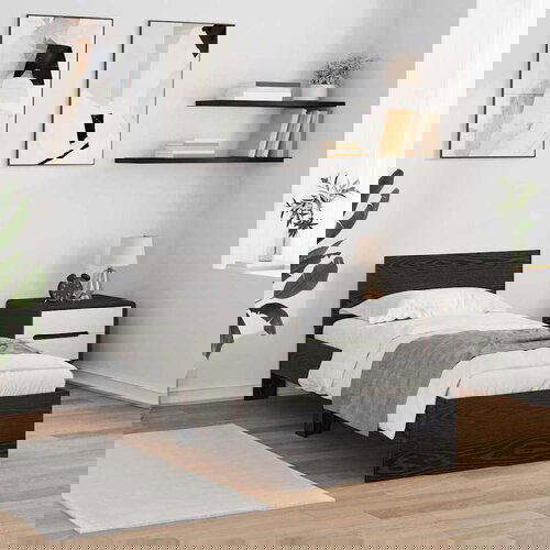 VidaXL Konstrukcija postelje z LED lučmi Črna Orehovina 75 x 190 cm Slike