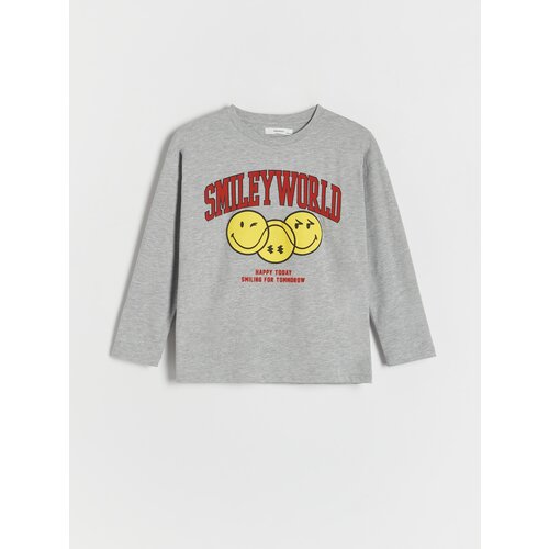 Reserved oversize majica z dolgimi rokavi SmileyWorld® - svetlo siva Cene