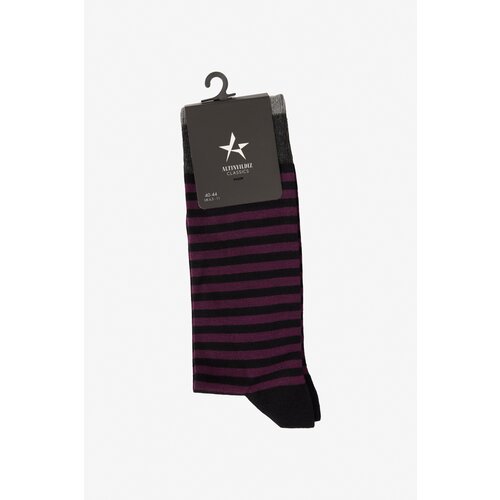 ALTINYILDIZ CLASSICS Men's Black-Burgundy Patterned Bamboo Cleat Socks Slike