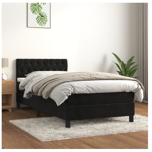  Box spring postelja z vzmetnico črna 100x200 cm žamet Cene