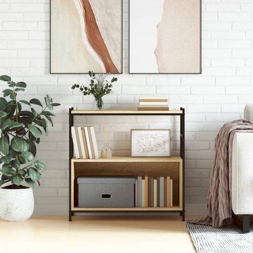 vidaXL Knjižna polica sonoma hrast 80x30x78,5 cm inž. les in železo Cene