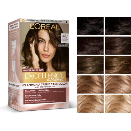 L&amp;acute;Or&amp;eacute;al Paris excellence Creme Triple Protection barva za lase za svetle lase za vse vrste las 48 ml odtenek 9U Very Light Blond Slike