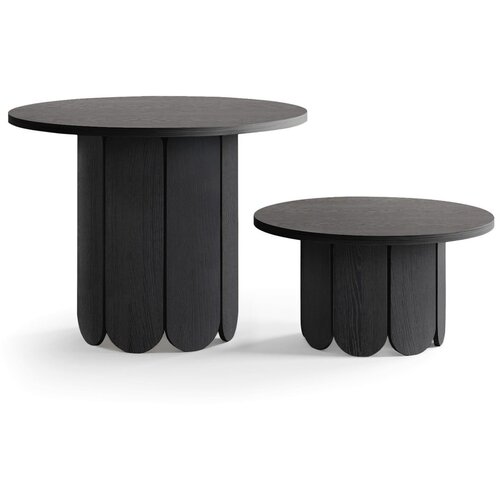Woodman Crni okrugao stolić za kavu u dekoru hrasta &amp;oslash; 78 cm Soft &amp;ndash; Slike