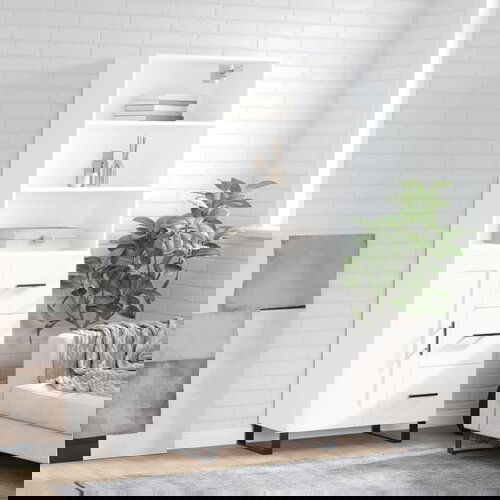 vidaXL Visoka omara bela 69,5x34x180 cm inženirski les Cene