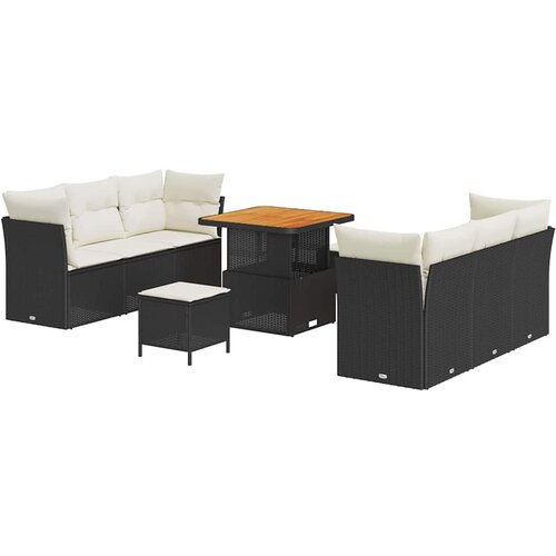 vidaXL Vrtna sedežna garnitura 9 pcs Črna in krem 80 x 80 x 71 cm, (5000020248) Cene