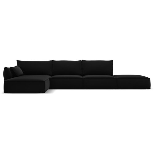 Mazzini Sofas Crna baršunasti kutna garnitura (s lijevim kutom/s ležaljkom) Vanda – Cene