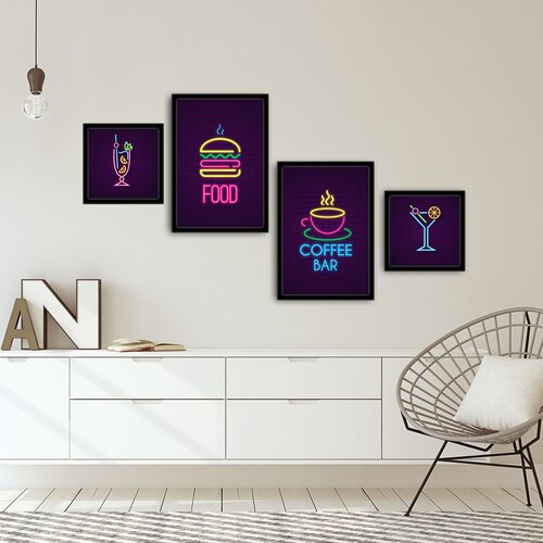 Wallity 4PSCT-11 multicolor decorative framed mdf painting (4 pieces) Cene
